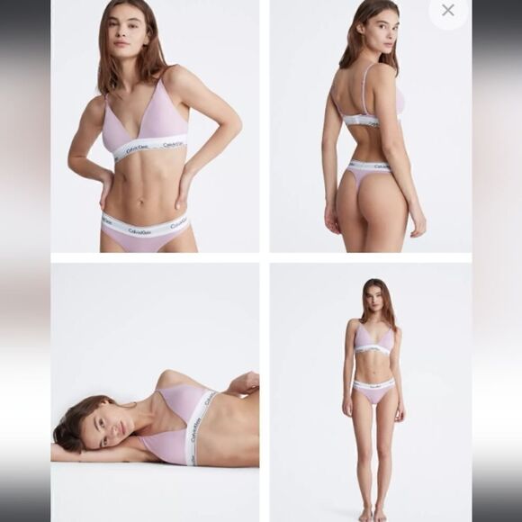 Calvin Klein Cotton Triangle Bra with Removable Pads Pink Sz XSMALL NWT - Picture 2 of 10